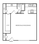 the floor plan for a two bedroom apartment at The Melville