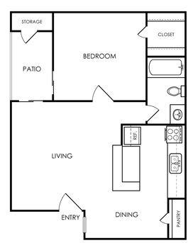 the floor plan for a two bedroom apartment at The Melville