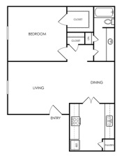 the floor plan for a two bedroom apartment at The Melville