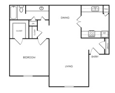 the floor plan for a two bedroom apartment at The Melville