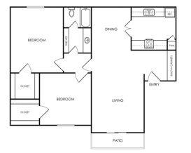 the floor plan for a two bedroom apartment at The Melville