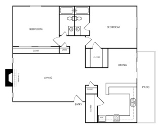 floor plan for a two bedroom apartment at The Melville