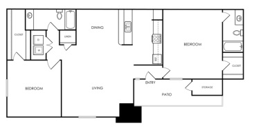 floor plan for a two bedroom apartment at The Melville