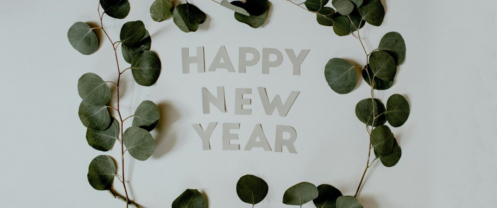 happy new year greeting card with eucalyptus leaves at The Melville